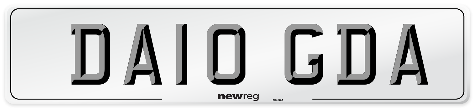 DA10 GDA Number Plate from New Reg